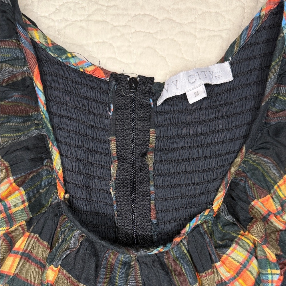 Ivy City Co Multicolor Plaid Long Sleeve Dress - Picture 2 of 6